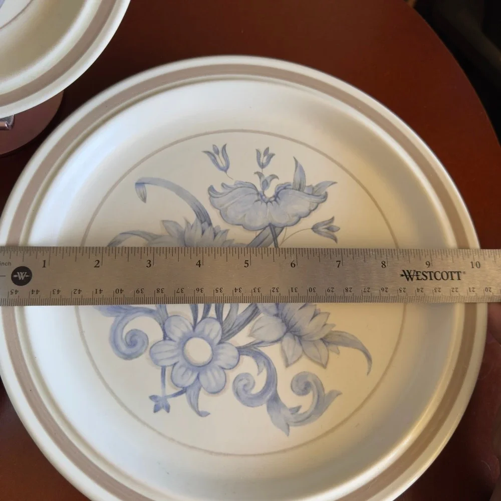 Royal Doulton Inspiration LS1016 Stoneware Set Of 10 WIDE BAND Blue‎ Floral